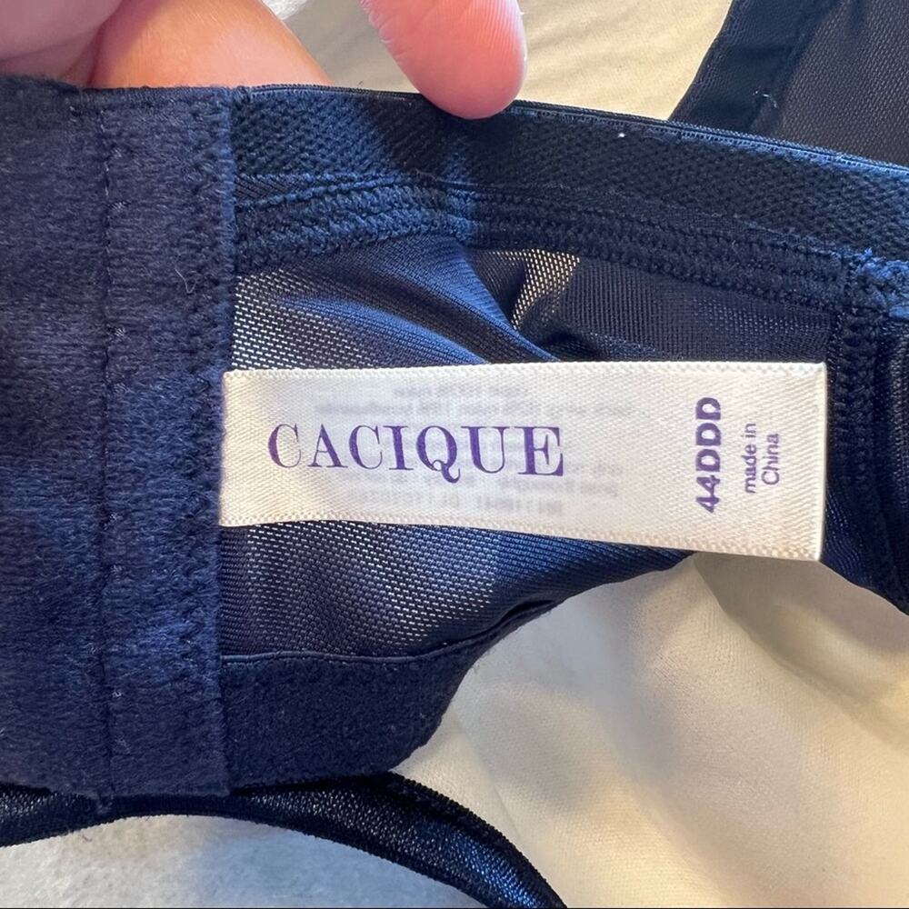 Cacique Blue Lace Lightly Lined Underwire Bra Women's Size 44DDD - Picture 6 of 7